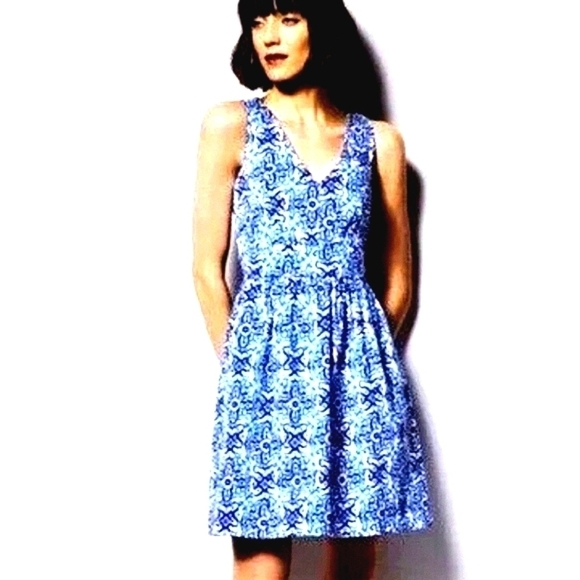 MILLY FOR DESIGN NATION Mini Dress Women's size 2 blue combo printed sleeveless - Picture 1 of 10